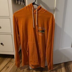 Salty Crew Orange Hooded Long-Sleeve Pullover with Fish Logo